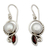 Aretes colgantes de perlas cultivadas y granate - Aretes de perla granate en joyería de plata esterlina
