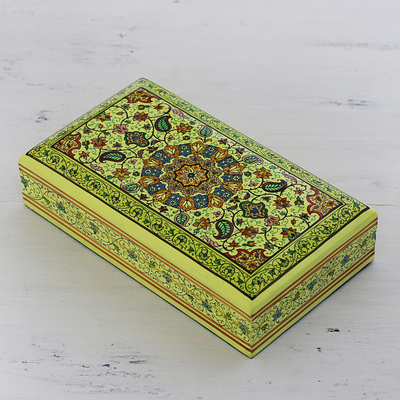 Wood jewellery box, 'Kashmiri Bouquet' - Handcrafted Floral Painted jewellery Box