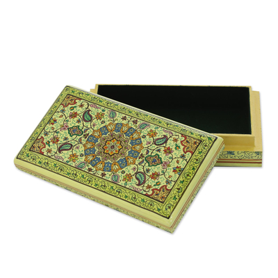 Wood jewelry box, 'Kashmiri Bouquet' - Handcrafted Floral Painted Jewelry Box