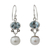 Cultured pearls and blue topaz dangle earrings, 'Dazzling Delhi' - Pearl and Blue Topaz Dangle Earrings (image 2a) thumbail