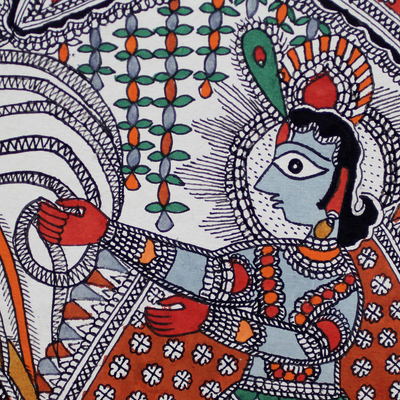 Madhubani painting, 'The Mahabharata Battle' - Original Madhubani Painting