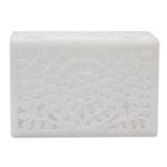 Marble jewelry box, 'Indian Morning Glory' - Handcrafted Jali Marble Jewelry Box