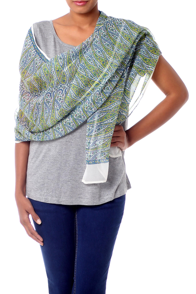 Silk shawl, 'Paisley Intertwined' - Silk shawl