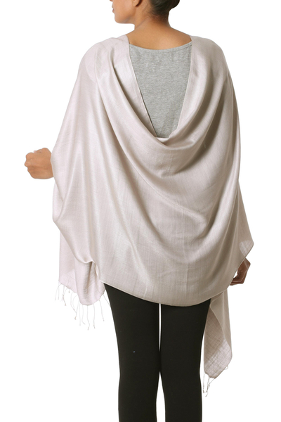 Silk shawl, 'Elegant Taupe' - Silk shawl