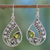 Peridot and cultured pearl dangle earrings, 'Inspired Paisley' - Pearl and Peridot Earrings Sterling Silver Jewelry 