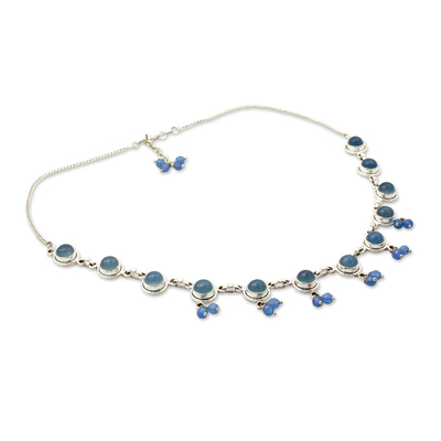Chalcedony waterfall necklace, 'Sky Dancer' - Handmade Sterling Silver Waterfall Chalcedony Necklace