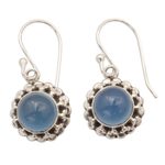 Chalcedony dangle earrings, 'Eternally Blue' - Artisan Crafted Silver and Blue Chalcedony Earrings India