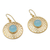 Gold vermeil dangle earrings, 'Jaipur Suns' - Gold Vermeil Blue Chalcedony Earrings (image 2b) thumbail