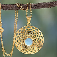 Gold vermeil pendant necklace, 'Jaipur Sun'