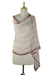 Silk shawl, 'Pune Feast' - Pale Pink Maroon Hand Block Print 100% Silk Shawl India (image 2a) thumbail