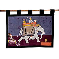 Baumwoll-batik-wandbehang, „royal ride“ – baumwoll-batik-wandbehang