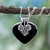 Onyx heart necklace, 'Love Declared' - Indian Onyx and Sterling Silver Necklace Heart Jewelry