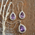 Amethyst dangle earrings, 'Mughal Mystique' - Amethyst and Sterling Silver Earrings from India jewellery  thumbail