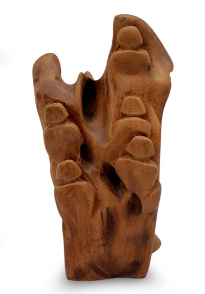 Reclaimed wood sculpture, 'Morning Basking' - Hand Carved Wood Sculpture