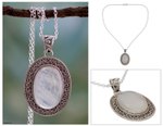 Rainbow moonstone pendant necklace, 'Dancing Moonlight' - Artisan Jewelry Moonstone and Sterling Silver Necklace