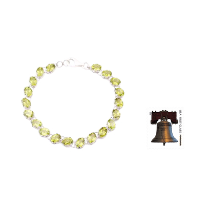 Peridot tennis bracelet, 'Verdant Trail' - Tennis Style Peridot and Sterling Silver Bracelet
