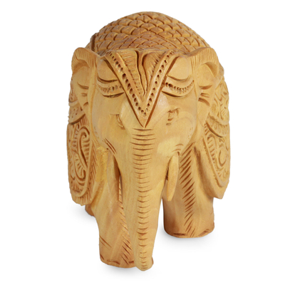 Holzskulptur, (4 Zoll) - Elefantenskulptur aus Holz, handgeschnitzt in Indien (10,2 cm)