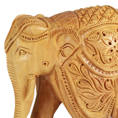 Wood sculpture, 'Majestic Elephant' (5 inch) - 5-Inch Wood Elephant Sculpture Hand Carved in India