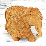 Wood sculpture (Large), 'Majestic Elephant'