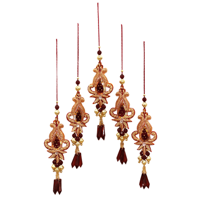 Beaded Christmas Ornaments from India (Set of 5)