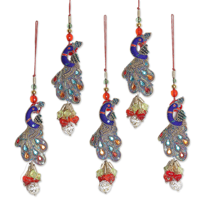 Kiva Store  Set of Four Beaded Peacock Ornaments from India - Glorious  Peacocks