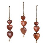 Wood ornaments, 'Joyous Hearts' (set of 3) - Wood ornaments (Set of 3)