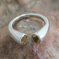 Citrine wrap ring, 'Face to Face' - Citrine wrap ring