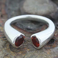 Garnet wrap ring, 'Face to Face'