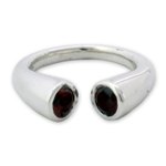 Garnet wrap ring, 'Face to Face' - Garnet wrap ring