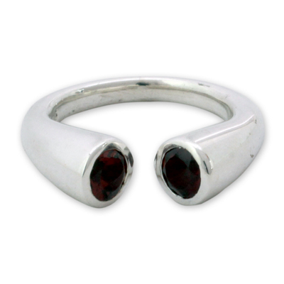 Garnet wrap ring, 'Face to Face' - Garnet wrap ring