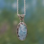 Larimar pendant necklace, 'Sky Delight' - Hand Crafted Sterling Silver and Larimar Necklace