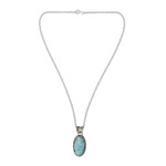 Larimar pendant necklace, 'Sky Delight' - Hand Crafted Sterling Silver and Larimar Necklace