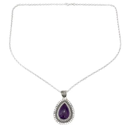 Amethyst pendant necklace, 'Violet Dreams' - Sterling Silver and Amethyst Pendant Necklace