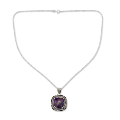 Sterling silver pendant necklace, 'Violet Sunset' - Purple Turquoise Necklace in Sterling Silver
