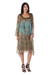 Beaded tunic dress, 'Glorious Jaipur' - Long Shibori-Dyed Green and Brown Tunic Top with Sequins (image 2a) thumbail