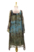 Beaded tunic dress, 'Glorious Jaipur' - Long Shibori-Dyed Green and Brown Dress with Sequins (image 2d) thumbail