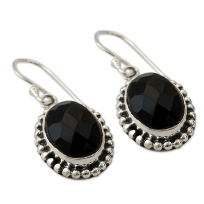 Onyx dangle earrings, 'Be Mesmerized' - Sterling Silver and Onyx Dangle Earrings