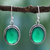 Sterling silver dangle earrings, 'Luscious Green' - Green Onyx Earrings in Sterling Silver Handmade in India thumbail