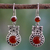 Carnelian dangle earrings, 'Fire Owl' - Handcrafted Indian Sterling Silver and Carnelian Earrings thumbail