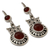 Carnelian dangle earrings, 'Fire Owl' - Handcrafted Indian Sterling Silver and Carnelian Earrings (image 2b) thumbail