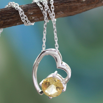Collar corazón citrino - Indian Heart Jewelry Collar de plata esterlina y citrino