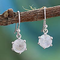 Rainbow moonstone dangle earrings, 'Mystic Vision' - Sterling Silver and Moonstone Dangle Earrings