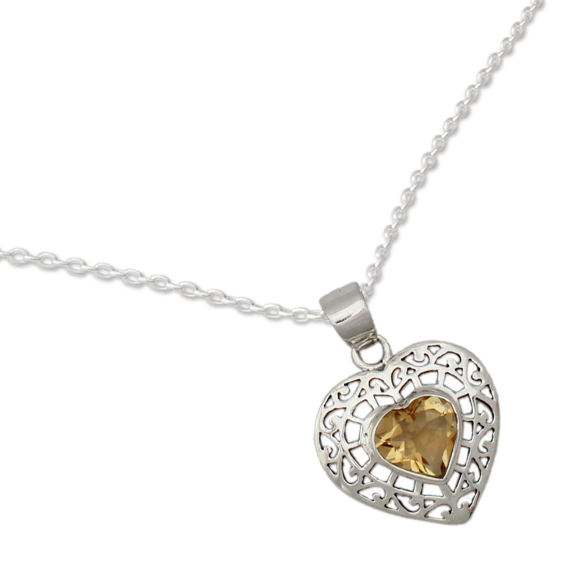 UNICEF Market Citrine Heart Shaped Necklace Enchanting One