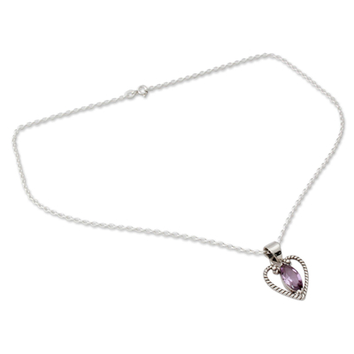 Collar de corazón de amatista - Collar de plata esterlina y amatista Joyas de corazón