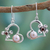 Cultured pearl and garnet heart earrings, 'Heart of Romance' - Hearts and Flowers Earrings with Pearls Garnets and Silver