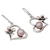 Cultured pearl and garnet heart earrings, 'Heart of Romance' - Hearts and Flowers Earrings with Pearls Garnets and Silver