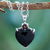 Onyx and garnet heart necklace, 'Goth Love' - Onyx and garnet heart necklace thumbail