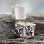 Lapis lazuli locket necklace, 'Royal Prayer' - Fair Trade Sterling Silver and Lapis Lazuli Locket Necklace