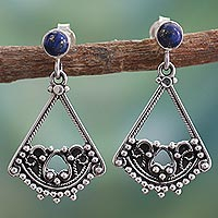Lapis lazuli dangle earrings, 'Whispers of Love'