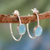 Chalcedony half hoop earrings, 'Contemporary' - Modern Minimalist Chalcedony Earrings thumbail